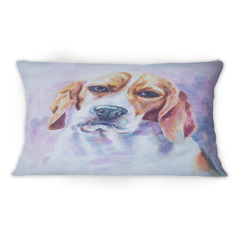 Portrait d'un chien beagle sur fond blanc - coussin décoratif traditionnel imprimé 1