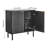Coffee Bar Cabinet, Mid Century Fluted Coffee Bar Table with 2-Tier Storage, Buffet Stand Cabinet with Barn Door, Sideboard Buffet Station for Living Room, Entryway, 31.5 x 14.7 x 31.5 in, Black-1649763377