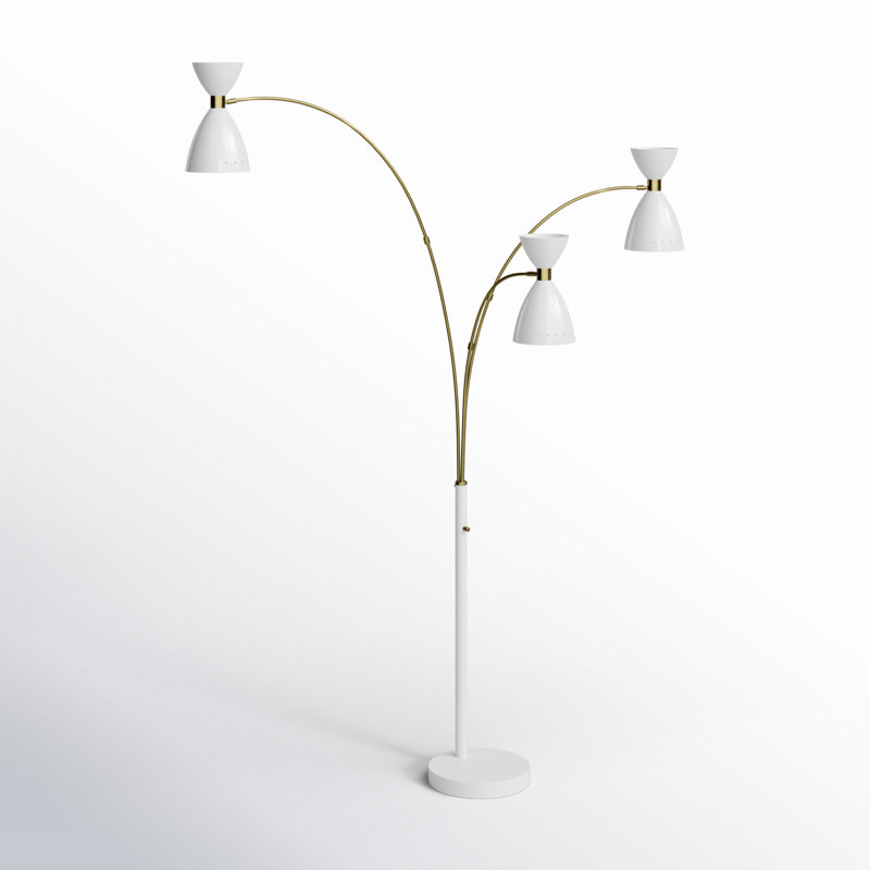 Bimini 82'' Arched Floor Lamp, White/Brass, White