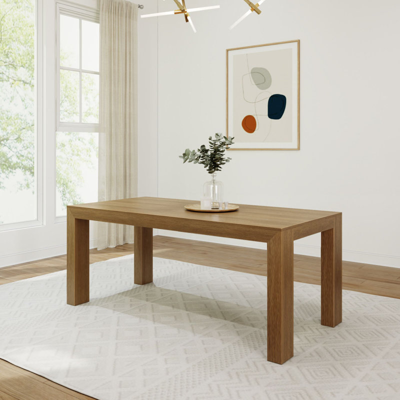 Chalonda Pine Solid Wood Dining Table, Pecan Wirebrush, 35.8" W x 72.25" L 