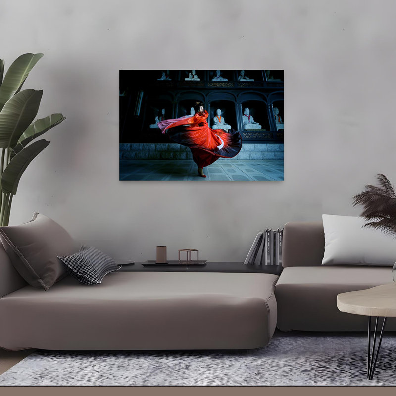«Dramatic Temple Dance», art dramatique élégant et serein, H 32 po x l 48 po