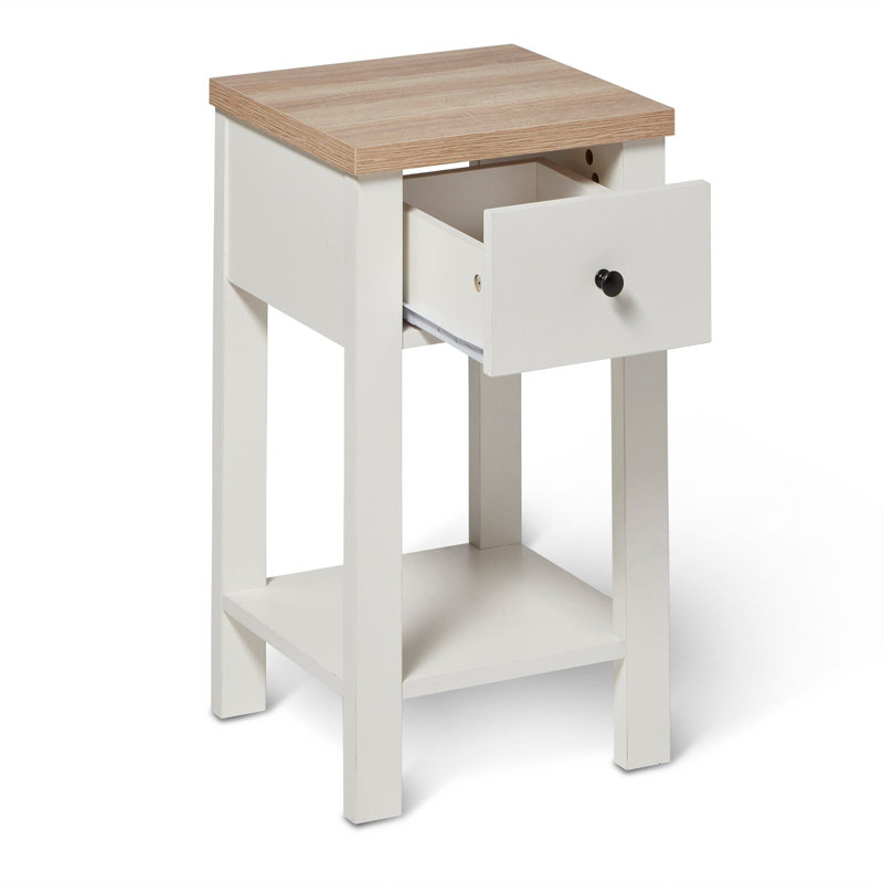 Maryhannah 35cm W Manufactured Wood Bedside Table, Alabaster White