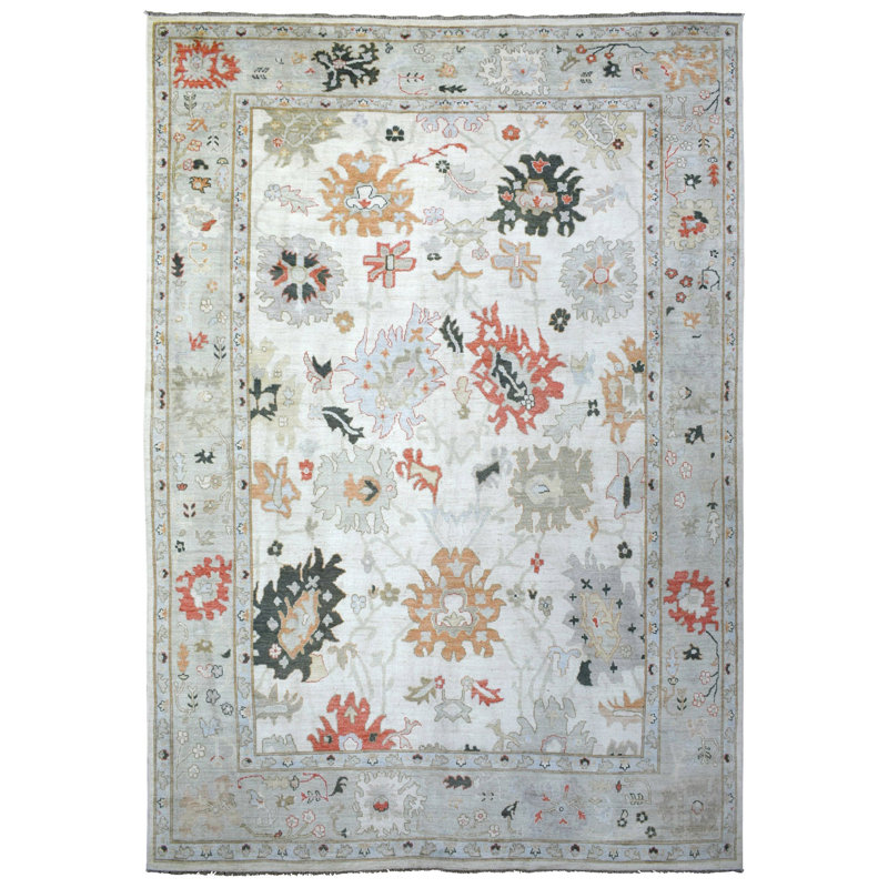 Tapis unique ivoire / rouille / gris 9 pi 7 po x 13 pi 10 po One-of-a-Kind