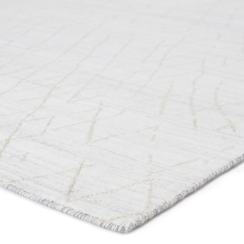 Tapis blanc tissé à la main Braith, Rectangle de 5 pi x 8 pi