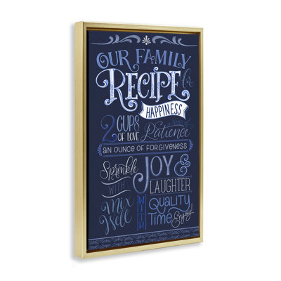 Cadre flottant bleu Our Family Recipe, design par Nicole Tamarin