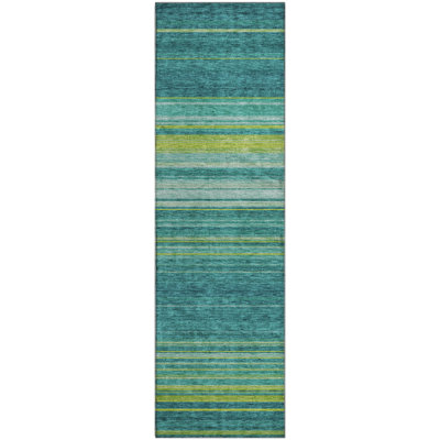 Premium Machine Washable Prisco Teal Rug