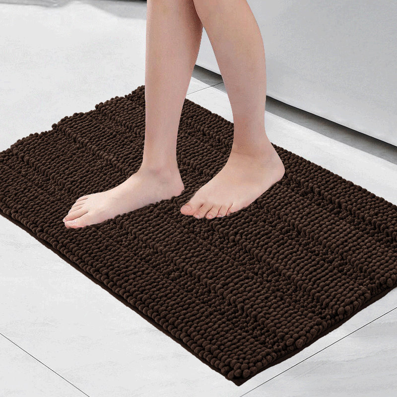 Tapis pour salle de bain Faddis, Simple - L 60 po x l 24 po, Chocolat