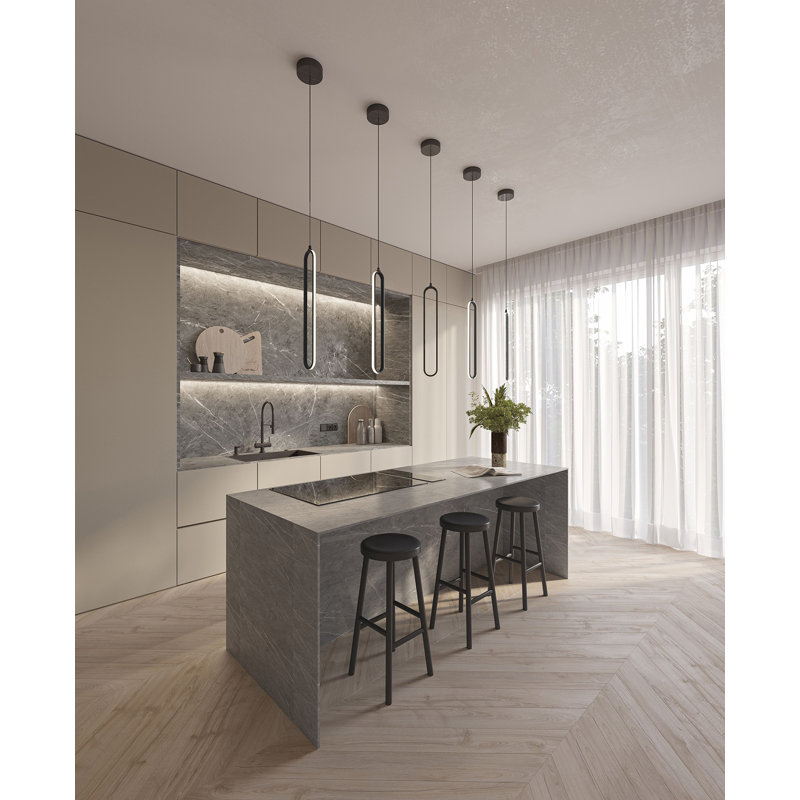 Luminaire suspendu simple à 1 lumière Zanaia, H 25 po x l 3,5 po x P 3,5 po, Nickel peint