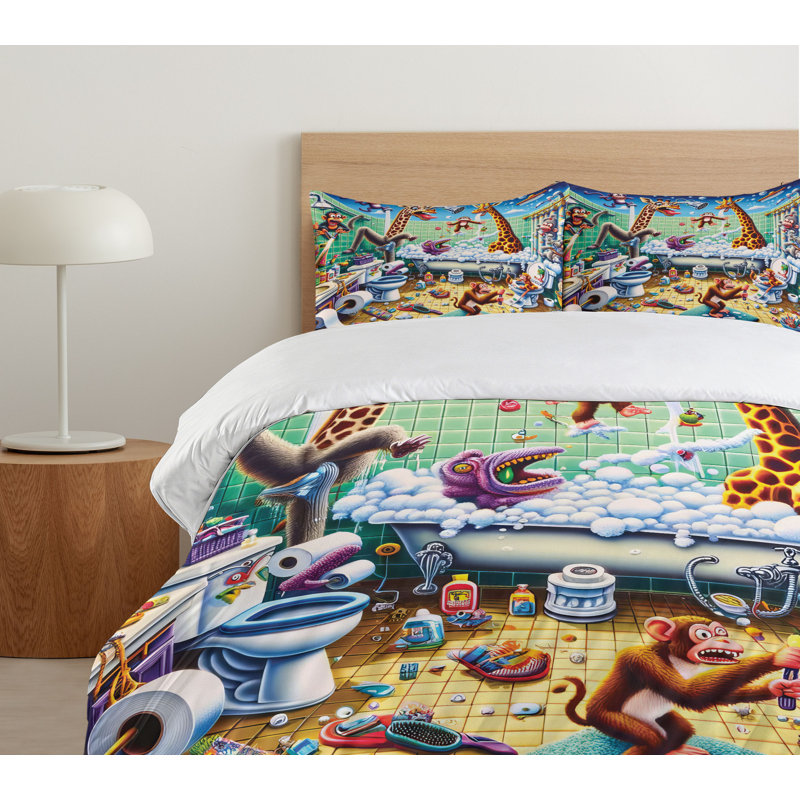 Ensemble de housse de couette en microfibre, Housse de couette pour grand lit et 2 taies décor