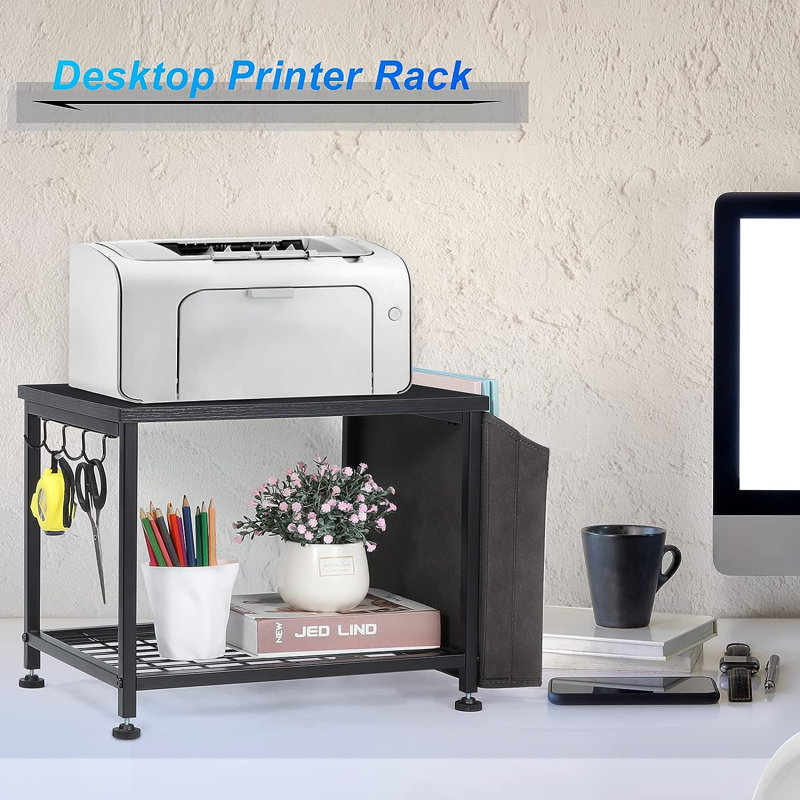 14.37'' H x 16.5'' W Printer Stand with Wheels, Black