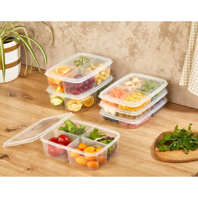Elyssa Transparent Storage Box Set (12 Pieces), Durable 100% Plastic | 8 Boxes: 6.1 x 8.3 x 1.4 inches (400 ml) & 4 Boxes: 2.8 x 8.3 x 6.3 inches (1000 ml) | Dishwasher Safe, Ideal for Organizing Home & Office Spaces