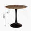 Table de salle à manger 31,5 "en noyer circulaire, table de salle à manger, table de salle à manger pour 2 à 4 personnes, plateau et base en panneau de fibres à densité moyenne et 2 chaises de salle à manger en polyuréthane noir-1635758835