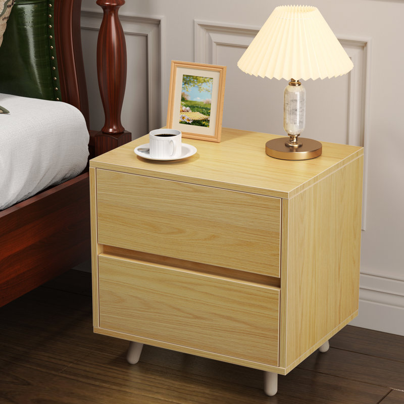 Polyfurniture MDF Nightstand (2 drawers), Natural