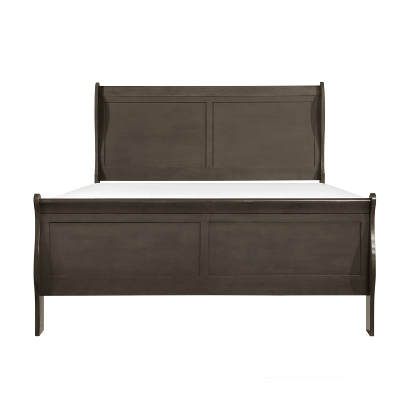 Lit-bateau classique de style Louis Philipe, Gris, Grand lit