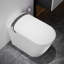 Toilette intelligente allongée blanche avec couvercle à ouverture / fermeture automatique, fonction de capteur de pied, chasse d'eau à jet siphonique 1,28, plusieurs modes de lavage et siège chauffant pour une salle de bain hygiénique-124249357