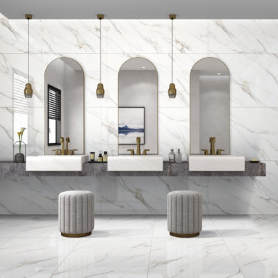  Monarch Oro Borghini 24" x 48" Calacatta Gold Porcelain Tile