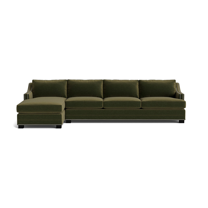 Upholstered Sectional, Brushed Nickel, Performance Velvet - Balsam, Black