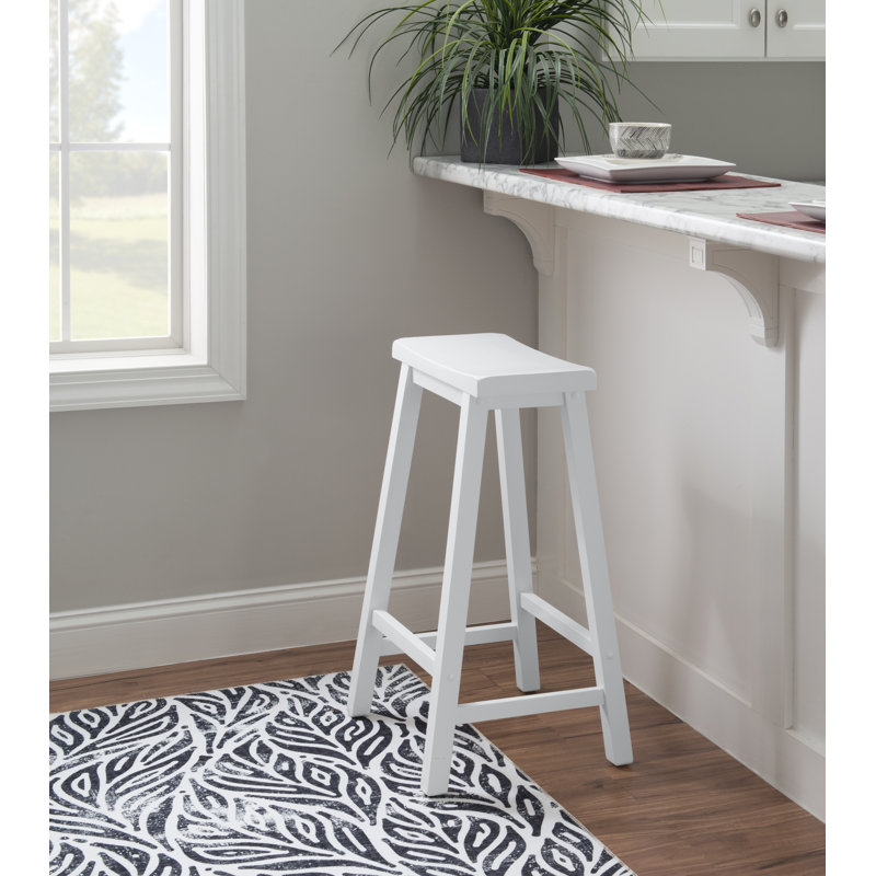 Tabouret de bar et de comptoir en bois massif Forsyth, Tabouret de bar (siège d'une hauteur de 29 po), Blanc pur