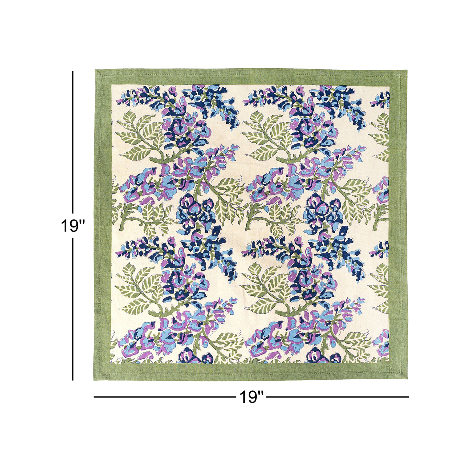 Kappa 100% Cotton Floral Square Napkin, Blue/Green