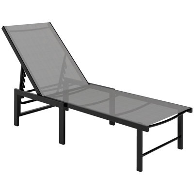 Outsunny Sun Lounger for Garden Texteline Seat Grey