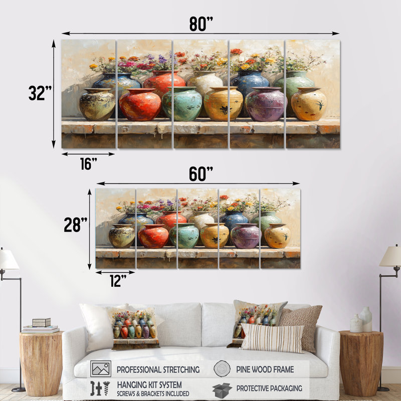 Ensemble de décorations murales Farm Pottery Earthy Treasures III - Boho Pottery, H 32 po x l 80 po