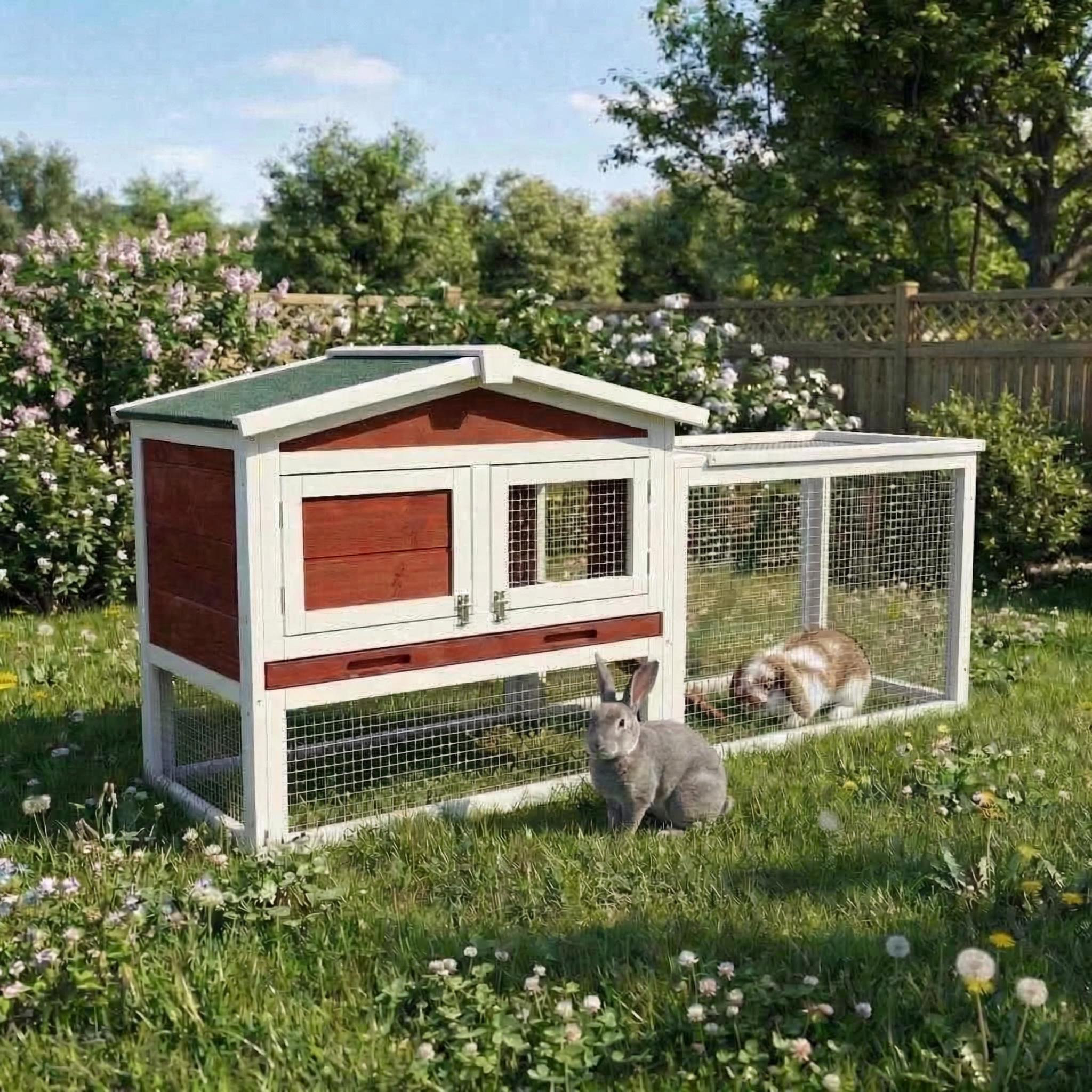 Archie & Oscar Wooden Rabbit Hutch Indoor and Outdoor, Large Rabbit ...