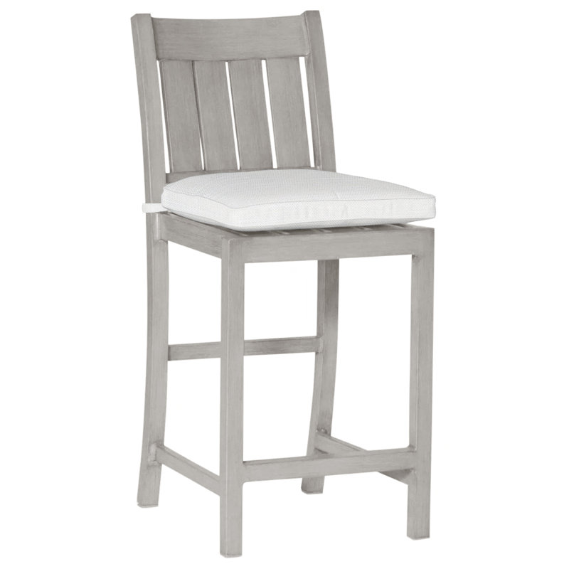 Club 24" Patio Bar Stool with Cushion, Dove Sunbrella® Linen, No Welt, Oyster