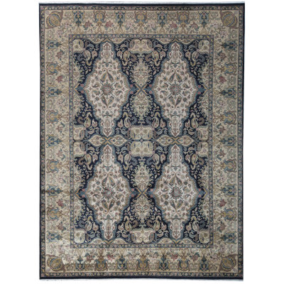Hand-Knotted High-Quality Black and Gold Area Rug