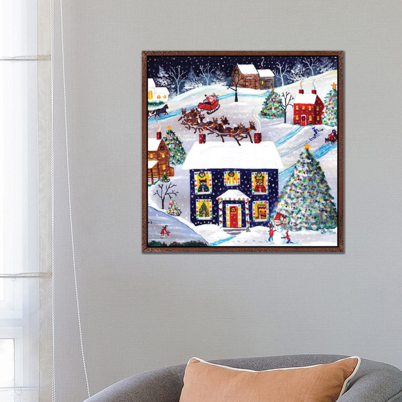 Santa Reindeer Christmas Eve Cheryl Bartley by Cheryl Bartley - Print on Canvas, 66.04 cm H x 66.04 cm W