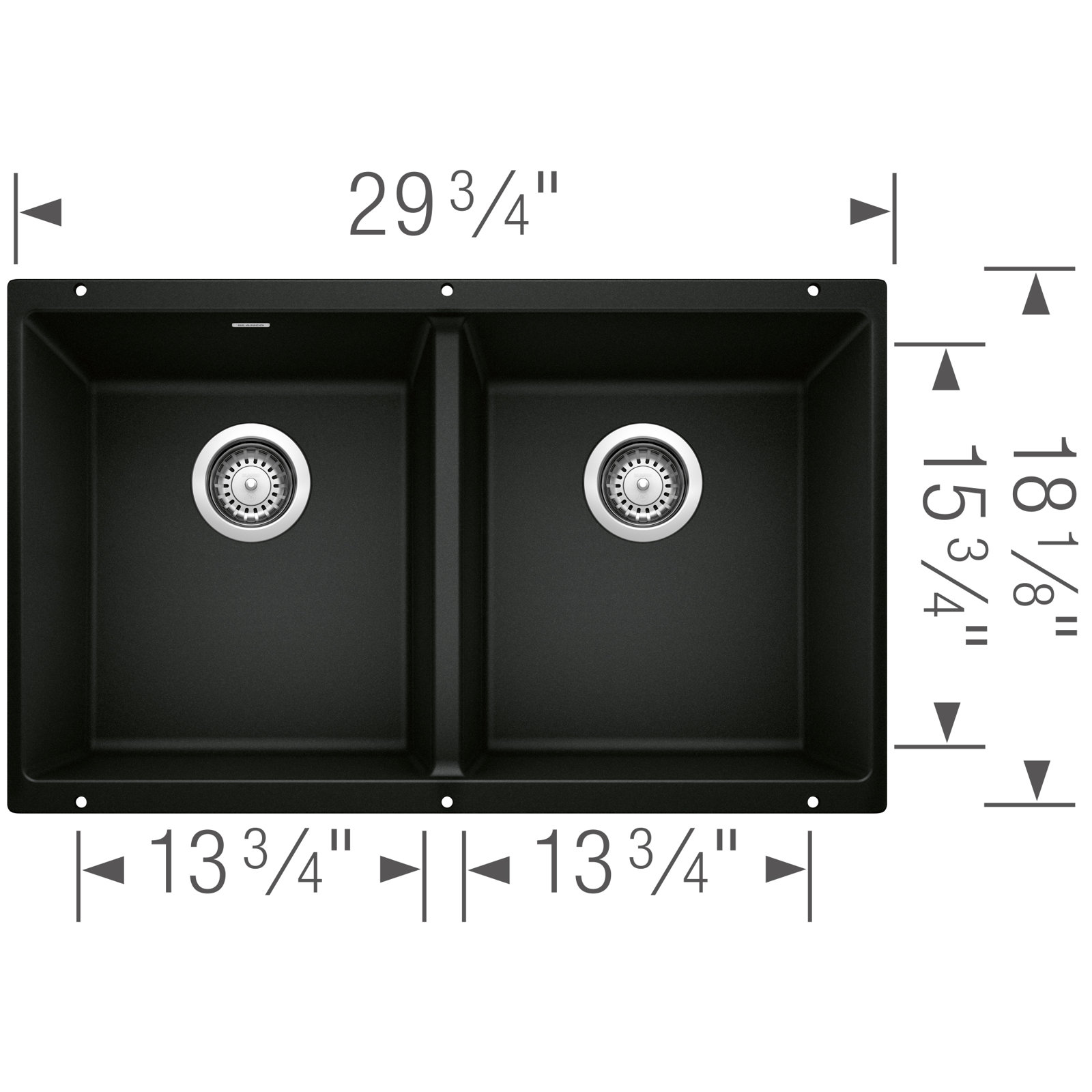 Precis SILGRANIT 29" Double Bowl Kitchen Sink, Coal Black