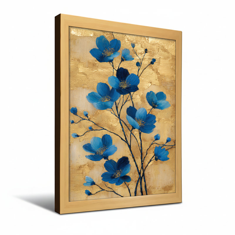 Plantes et fleurs sur fond, H 18 po x l 12 po, Toile tendue, Ne s’applique pas