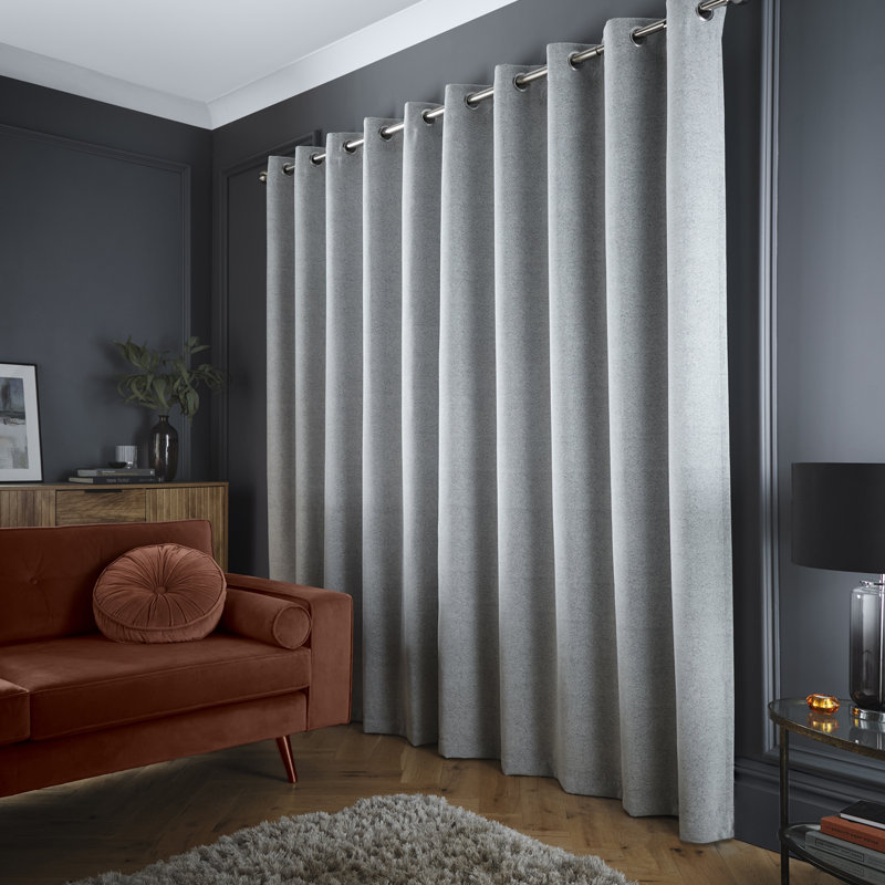 Velvet Chenille Dimout Room Darkening Curtain Panel Pair, 66" Width x 72" Drop (168 x 183cm)