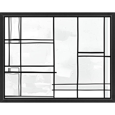 Dessin au trait géométrique en noir et blanc - art mural encadré sur toile