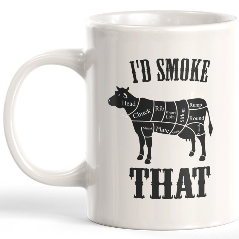 Tasse à café aldwyche, 11 oz, Céramique, « I'd Smoke That Cow » - traduction : je fumerai
