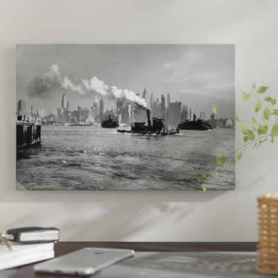 Reproduction de photo sur toile tendue, "pendant années 1930-1933-bateau à vapeur et bateau à staten island de l’île de hudson