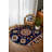 Madeline Collection Digital Print Cotton-Polyester Navy Colorful Moroccan Rug-717421032
