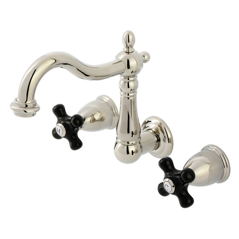 Kingston Brass Duchess Two-Handle Wall Mount Bathroom Faucet, Polished Nickel