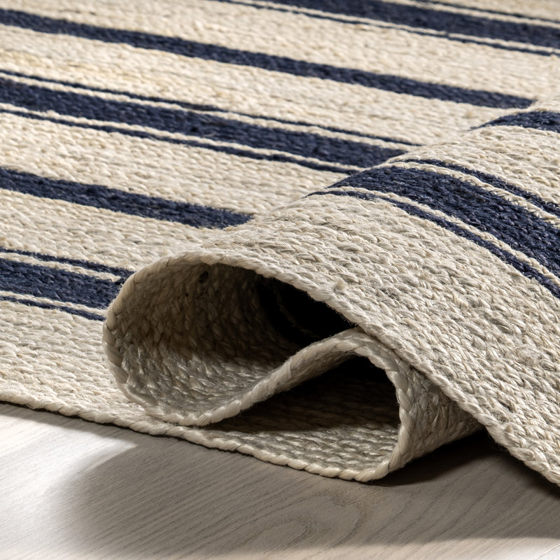Tapis rayé en jute Allesse, Rectangle 8 pi 6 po x 11 pi 6 po