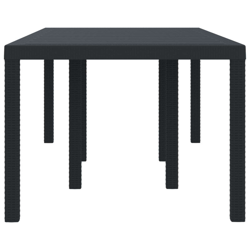 Garden Table Poly Rattan, 73cm H x 200cm W x 100cm D, Anthracite