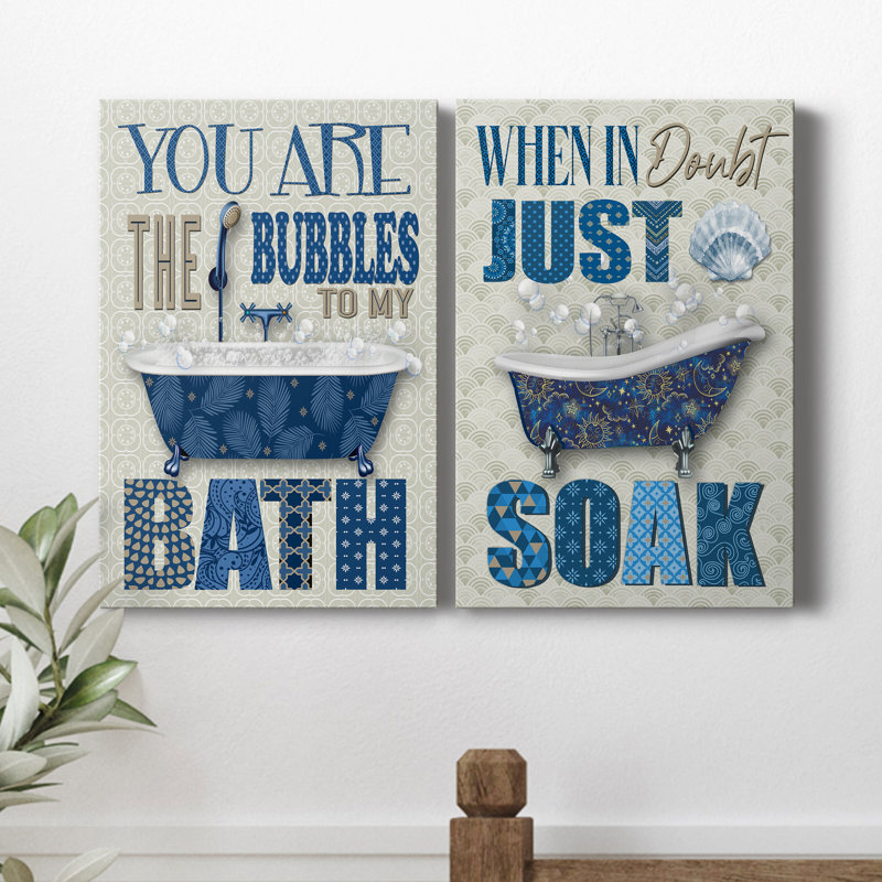" Bubble Bath " 2 - Pieces, 12" H x 16" W x 1" D, Wrapped Canvas