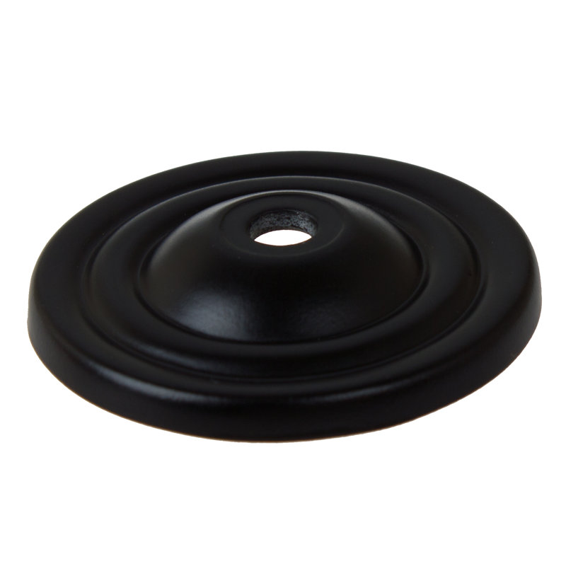 Round Thin Ring Cabinet Knob Backplate, Matte Black