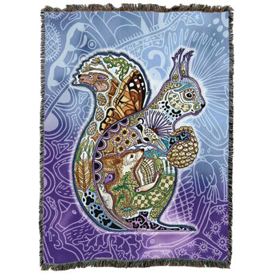 Couverture en tapisserie Pure Country Weavers Écureuil - Totem des esprits animaux par Sue Coccia - Tissée en coton - Fabriquée aux États-Unis (72x54)