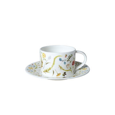 Tasse et soucoupe scandinave à motif floral cappuccino