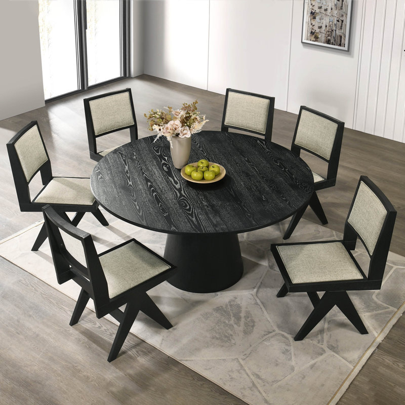 Ensemble de table de salle à manger Tyionna, H 30 po x l 59 po x L 59 po, 7 pièces : table, 6 chaises