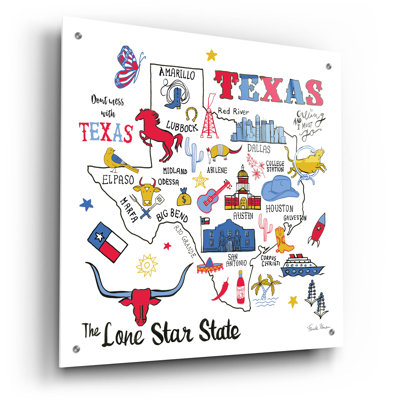  «Texas» par Farida Zaman, art mural en verre acrylique, 24 po x 24 po