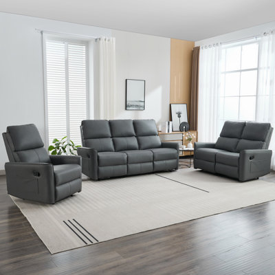 Elizabete Vegan Leather Reclining Living Room Sets