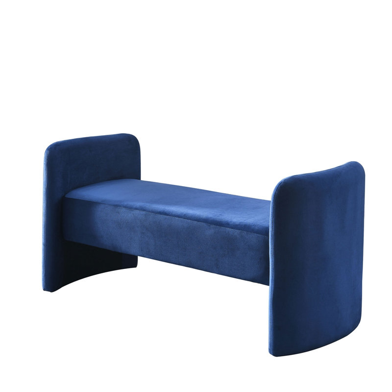 Velvet Upholstered Bench, Blue