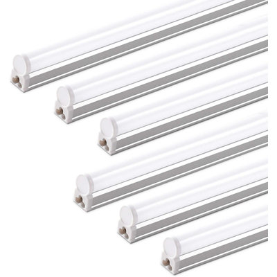 Luminaire encastré simple T5 de 1 pi, 600 lm, 5 W, 6 500 K Barrina, ensemble de 6 lumières DEL Barrina encastrées, luminaire pour atelier, chambre, lampe de cuisine, garage, électrique avec interrupteur marche / arrêt