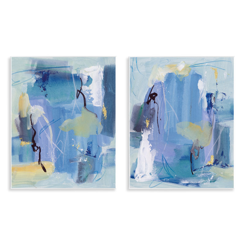  "Blue Abstract" avec art mural jaune par Melissa Wang