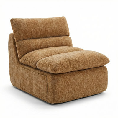 Armless Chenille Giant Bean Bag Chair 32" Extra Large Floor Lounger with Removable Cushion and High-Resiliency Support